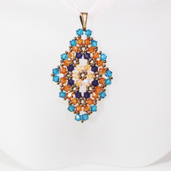 Pendant 30cm - Talia Rhombus M-Salmon Organza - Pendant 30cm - Laiton bronze